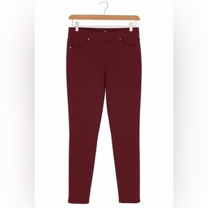 New Directions Size 8 petite maroon stretch pull-on skinny jeans w taper…
